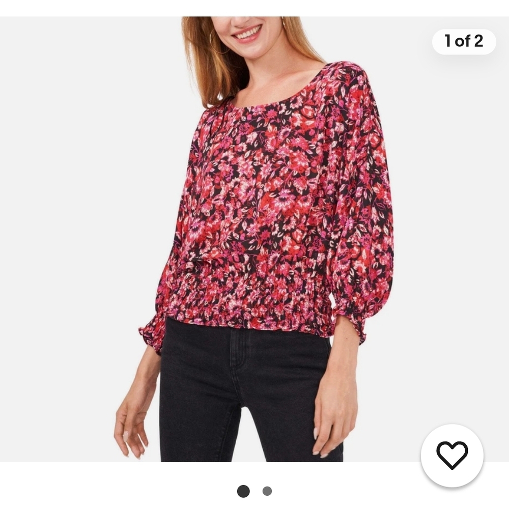 Vince Camuto Floral Blouse - Red and Black - Picture 1 of 6